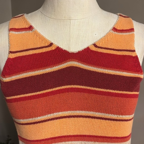 Eddie Bauer women’s Striped Multicolor cotton Knit Tank Top V neck sleeveless S - Picture 2 of 7